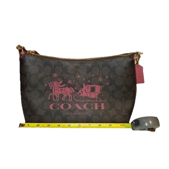 Coach Brown Rogue Clara Bag in Signature Print w Horse Sleigh CN686 Crossbody - Picture 2 of 5